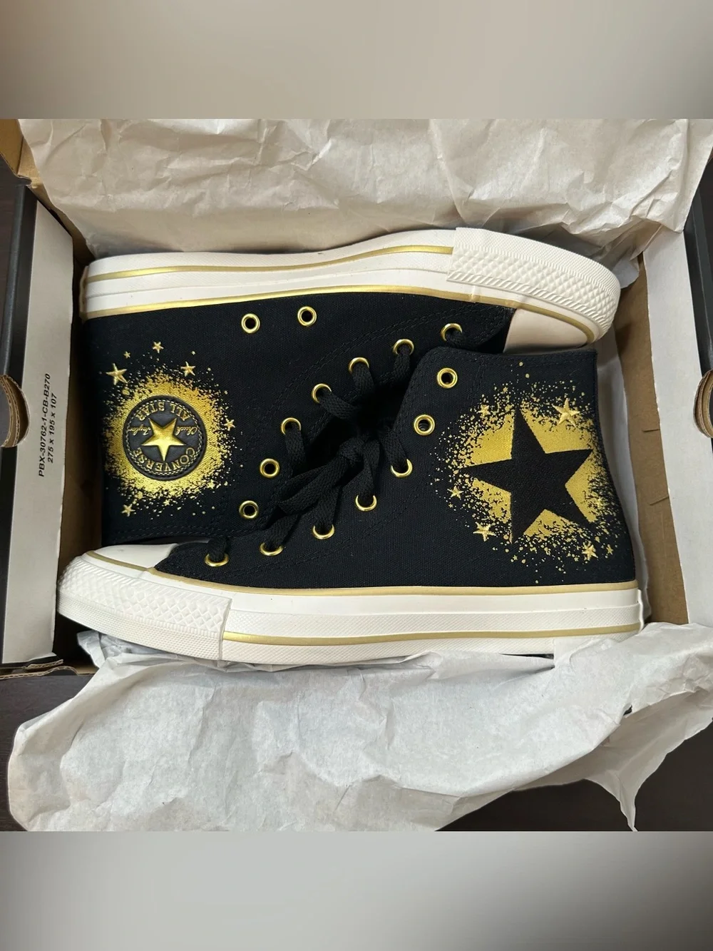 Converse Chuck Taylor All Star Gold Metallic CTAS High Top Sneakers, Size 5, New